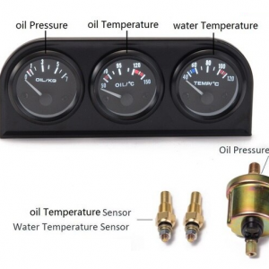 Triple gauge cluster set (oil temp, oil pressure, water temp) with mount